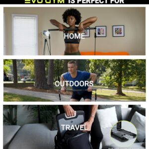 EVO Gym – Portable Home Gym Strength Training Equipment, At Home Gym | All in One Gym – Resistance Bands, Base Holds Gym Bar & Handles for Travel | Portable Gym & Home Exercise Equipment