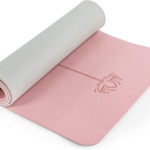 Yoga Mat Non Slip, Pilates Fitness Mats, Eco Friendly, Anti-Tear 1/4″ Thick Yoga Mats for Women, Exercise Mats for Home Workout with Carrying Sling and Storage Bag
