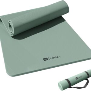 KEEP Yoga Mat – Premium 7mm Thick Exercise Mat, Anti-Tear 32” Extra Wide Fitness Mat with Strap for Men & Women, Non Slip Pilates Mat for Home Yoga, Pilates, Gym, Stretching, Floor & Fitness Workouts