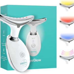 MyoGlow by MDD | Neck, Face, Arms, and Legs Skin Tightening and Lifting Lymphatic Drainage Massager Tool | Uses LED Light, Sonic Vibration, Thermal Activation