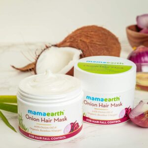 Mamaearth Onion Oil Hair Mask with Organic Bamboo Vinegar | Controls Hair Fall & Damage | Strengthens Roots | Nourishing Formula for Healthy Scalp | 6.76 Fl Oz (200ml)