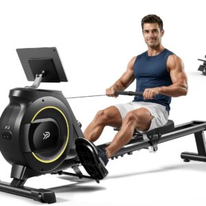 Rowing Machine for Home, 350 LB Capacity, 16-Level Silent Resistance, Magnetic Rowing Machines for Home Foldable, Full-Body Workout Compact Rowing Machine for Cardio & Strength with APP Support