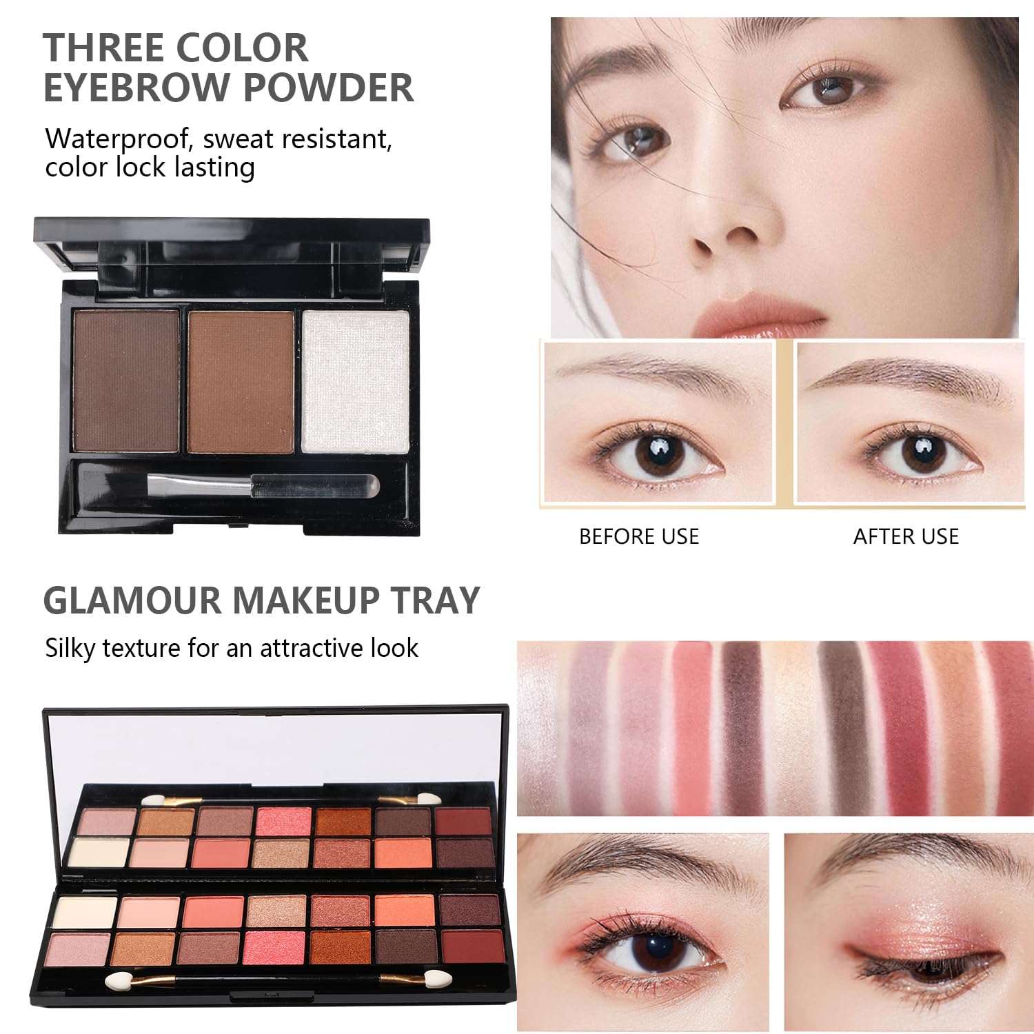 MTDXILTAI All in One Makeup Kit for Makeup storage bag 2X14 Colors Eyeshadow Palette Liquid Foundation Eyeliner Pencils Contouring Stick Lip Gloss 20Pcs Make up Brushes For Women Girls Teens (Black) - Image 6