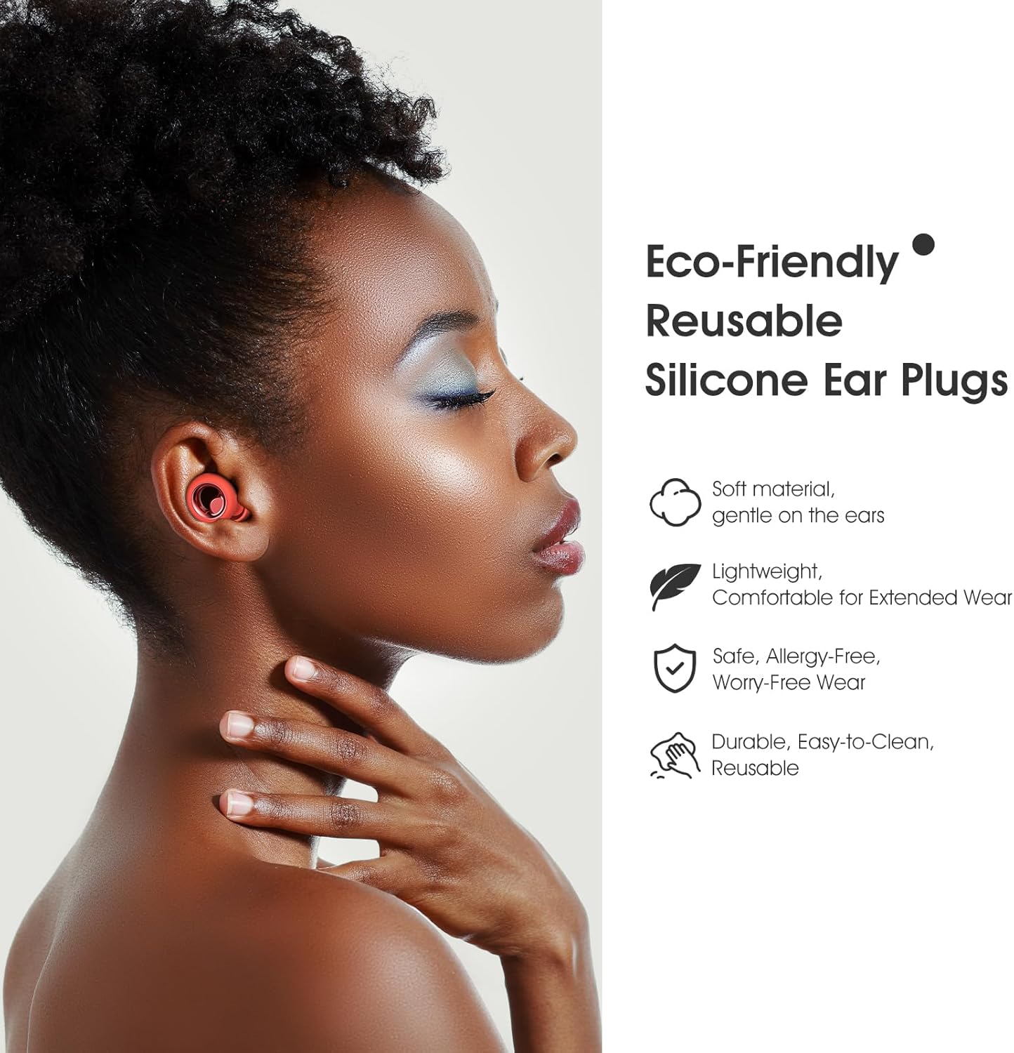 Ear Plugs for Sleeping Noise Cancelling, Soft Ear Plugs for Concert, 45dB Reusable for Noise Reduction with 8 Ear Tips, Silicone Hearing Protection Earplugs for Sleep, Work (Red) - Image 8