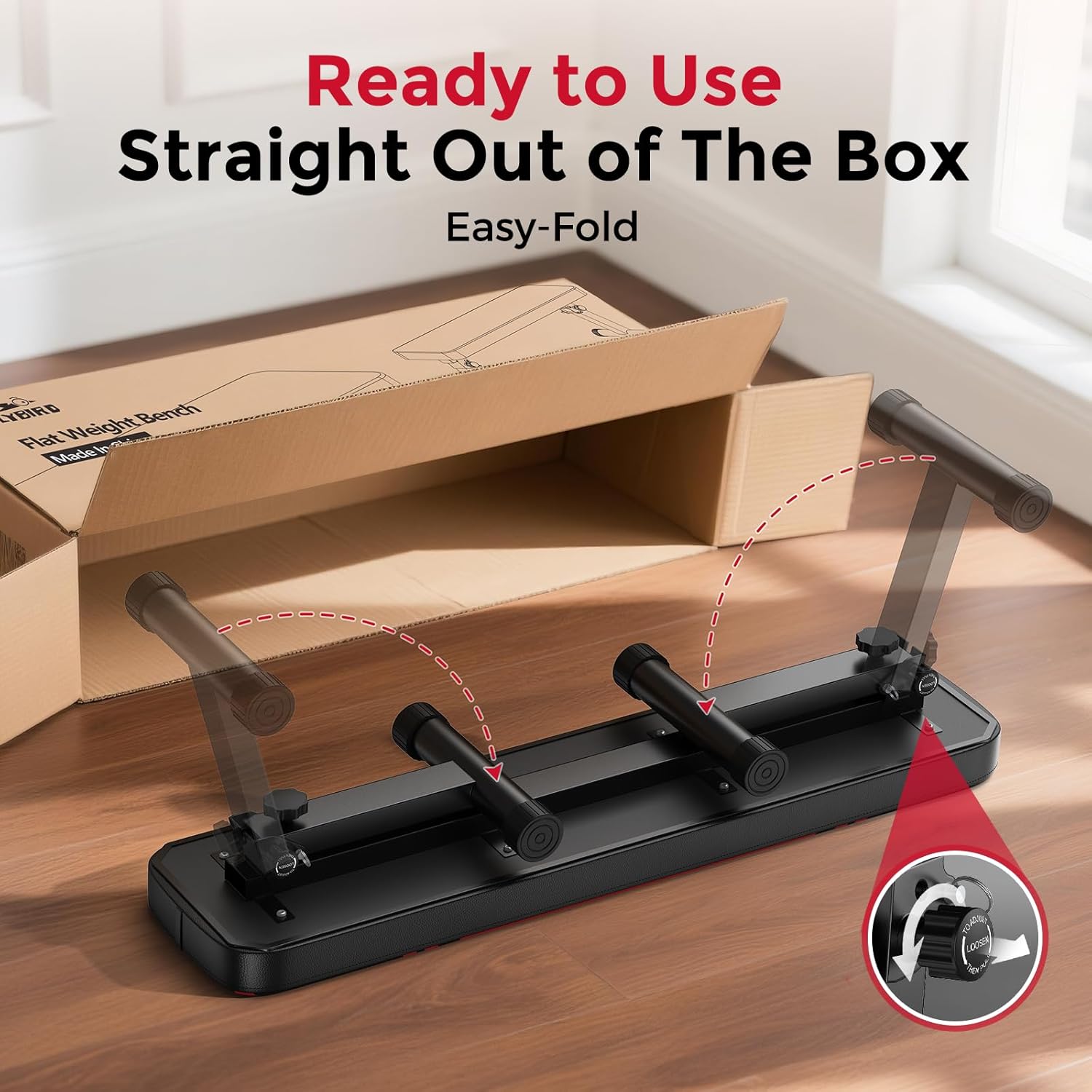 FLYBIRD Foldable Flat Weight Bench For Home Gym, Sturdy Strength Training Workout Bench, Space-saving Bench Press Flat Exercise Bench, Easy to Assemble - Image 6