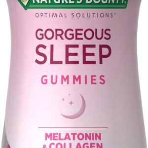 Nature’s Bounty Optimal Solutions Gorgeous Sleep Melatonin 5mg Gummies with Collagen, 60 Count, Assorted Fruit Flavors, 30 Total Servings