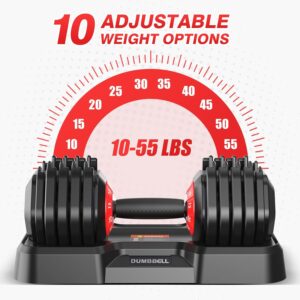 Adjustable Dumbbells Set, 10 in 1/15 in 1 Free Adjustable Weights Dumbbells Set, 25/55/52.5lbs Weights Set with Anti-Slip Handle, Fast Adjust Equipment Compact for Home Gym Strength Training