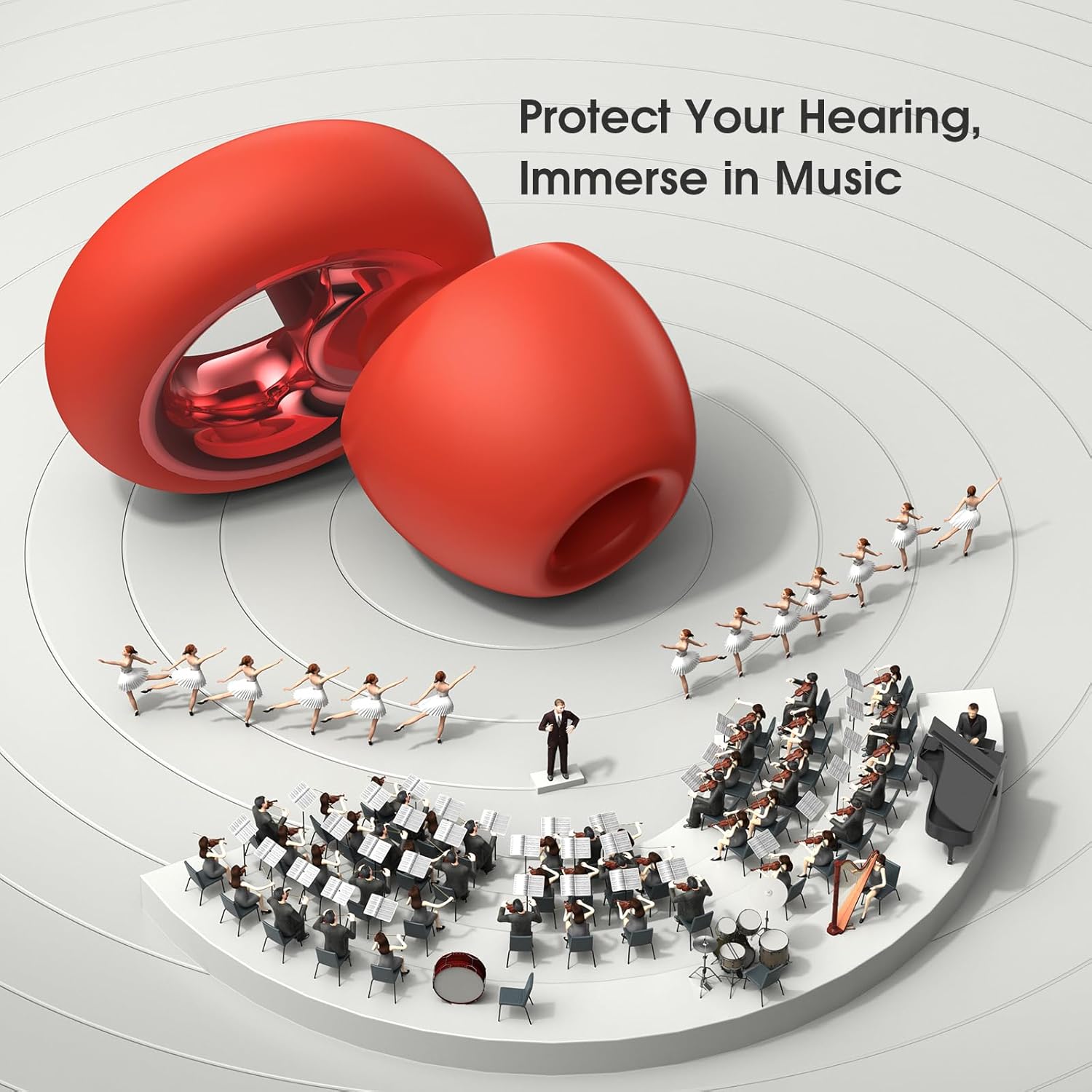 Ear Plugs for Sleeping Noise Cancelling, Soft Ear Plugs for Concert, 45dB Reusable for Noise Reduction with 8 Ear Tips, Silicone Hearing Protection Earplugs for Sleep, Work (Red) - Image 6