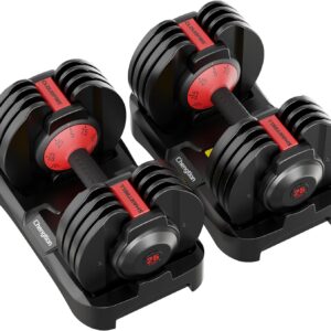 Upgraded Adjustable Dumbbell Set of 2 (52.5 lbs/25 lbs), 15/9 Weights Dumbbell Set, Quick Adjustable Dumbbells For Men and Women Home Gym Workout with Anti-Slip Handle, Safe and No Falling