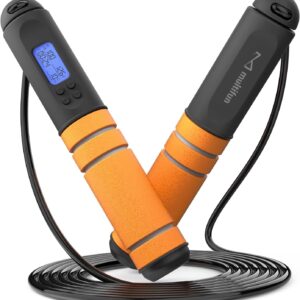 multifun Digital Jump Rope with Smart Counter & Timer – Adjustable Speed Skipping Rope for Fitness, Weight Loss, Boxing, MMA – Tangle-Free Ball Bearings & Anti-Slip Handles for Men, Women, Kids.(Check 2026 New Evolution for 3s Rope Swap)