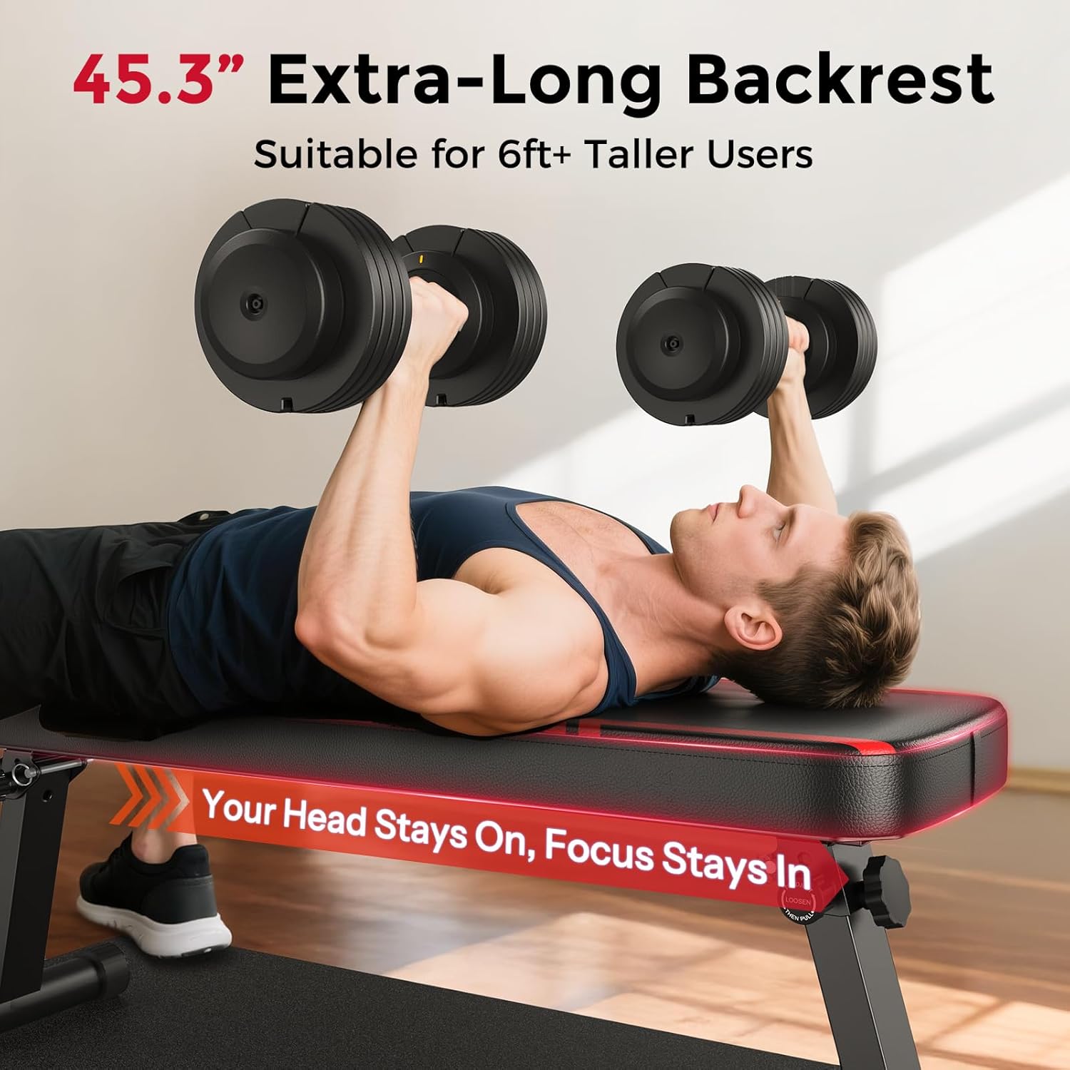 FLYBIRD Foldable Flat Weight Bench For Home Gym, Sturdy Strength Training Workout Bench, Space-saving Bench Press Flat Exercise Bench, Easy to Assemble - Image 4