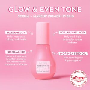 Glow Recipe Watermelon Niacinamide Dew Drops, Korean Niacinamide Serum Drops, Hydrating Face Serum + Primer & Liquid Highlighter, Hyaluronic Acid, Dewy Glow (40ml)
