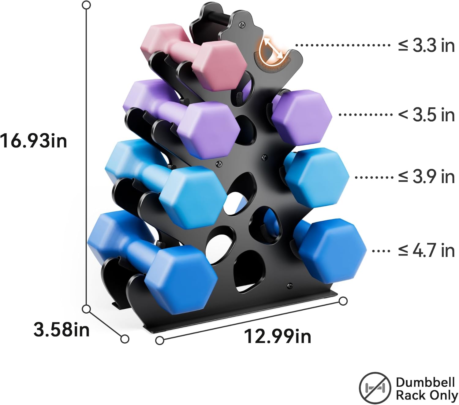 4 Tier Dumbbell Rack, Weight Rack For Home Gym, Dumbbell Stand for Free Weights - Image 4