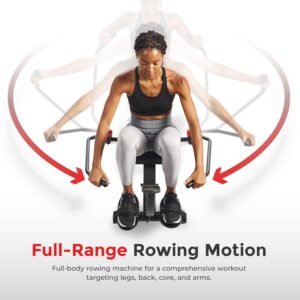 Sunny Health & Fitness Smart 360° Full-Motion Rowing Machine, Low-Impact Full-Body Workout Rower, Extended Motion Range & Space-Saving Design, Free SunnyFit App Connection