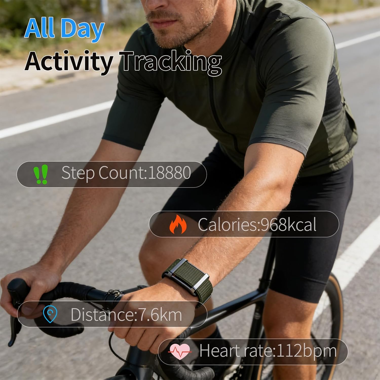 Smart Bracelet,Activity Trackers for Man&Women,Fitness Tracker Band, 24H Sleep Tracker,All-Day Continuous Heart Rate Blood Pressure Stress HRV Monitor,170+ Sport Mode with Free APP (Black) - Image 3