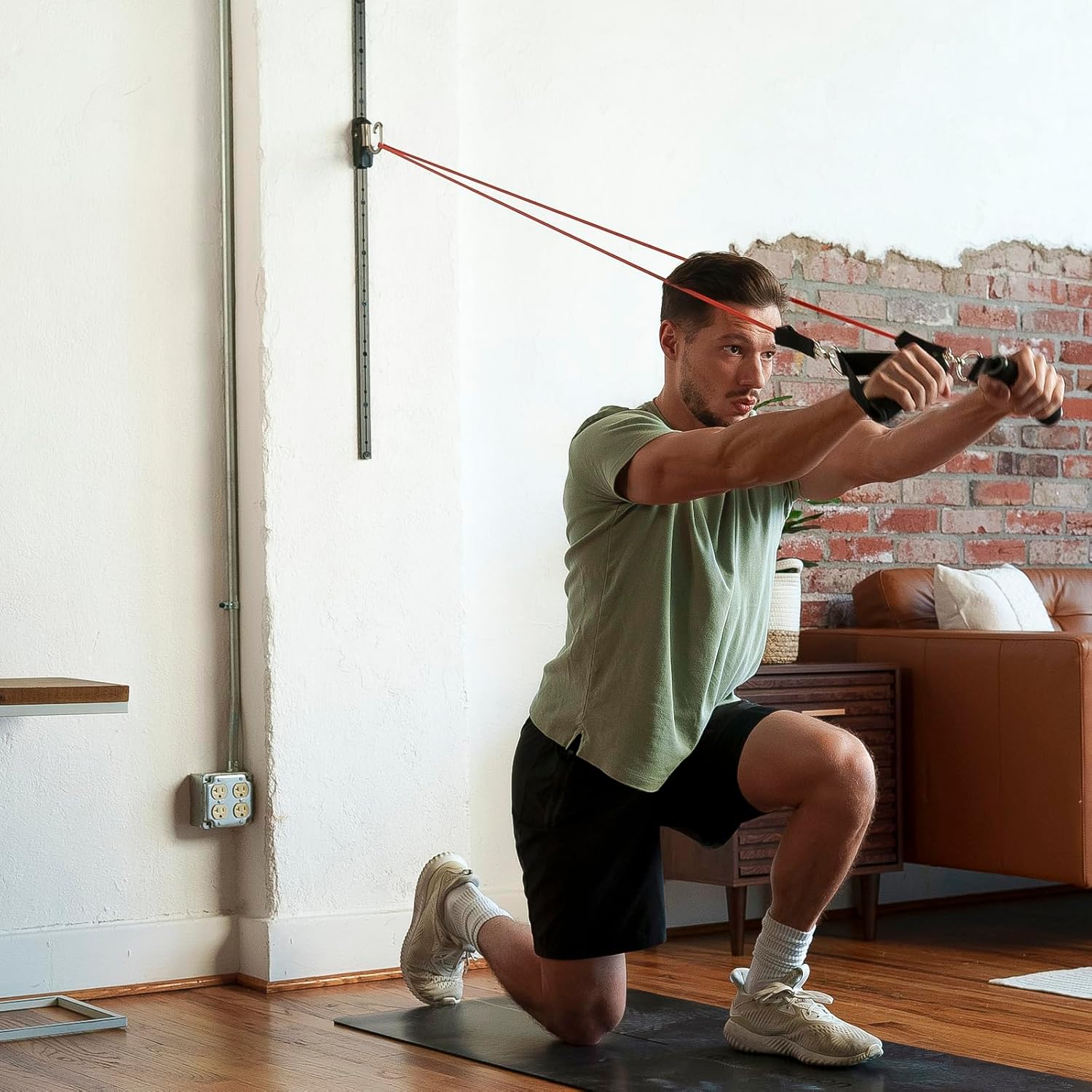 Space Saver Gym Resistance Bands Exercise Equipment for at Home Fitness Workout | Resistance Band Wall Anchor for Kinetic Bands with 1 Rail, 1 Rail Car - Image 8