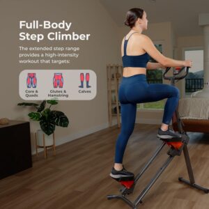 Sunny Health & Fitness Smart Foldable Cardio Stair Stepper, Vertical Climber Exercise Machine for Home Workout, Extended Step Range