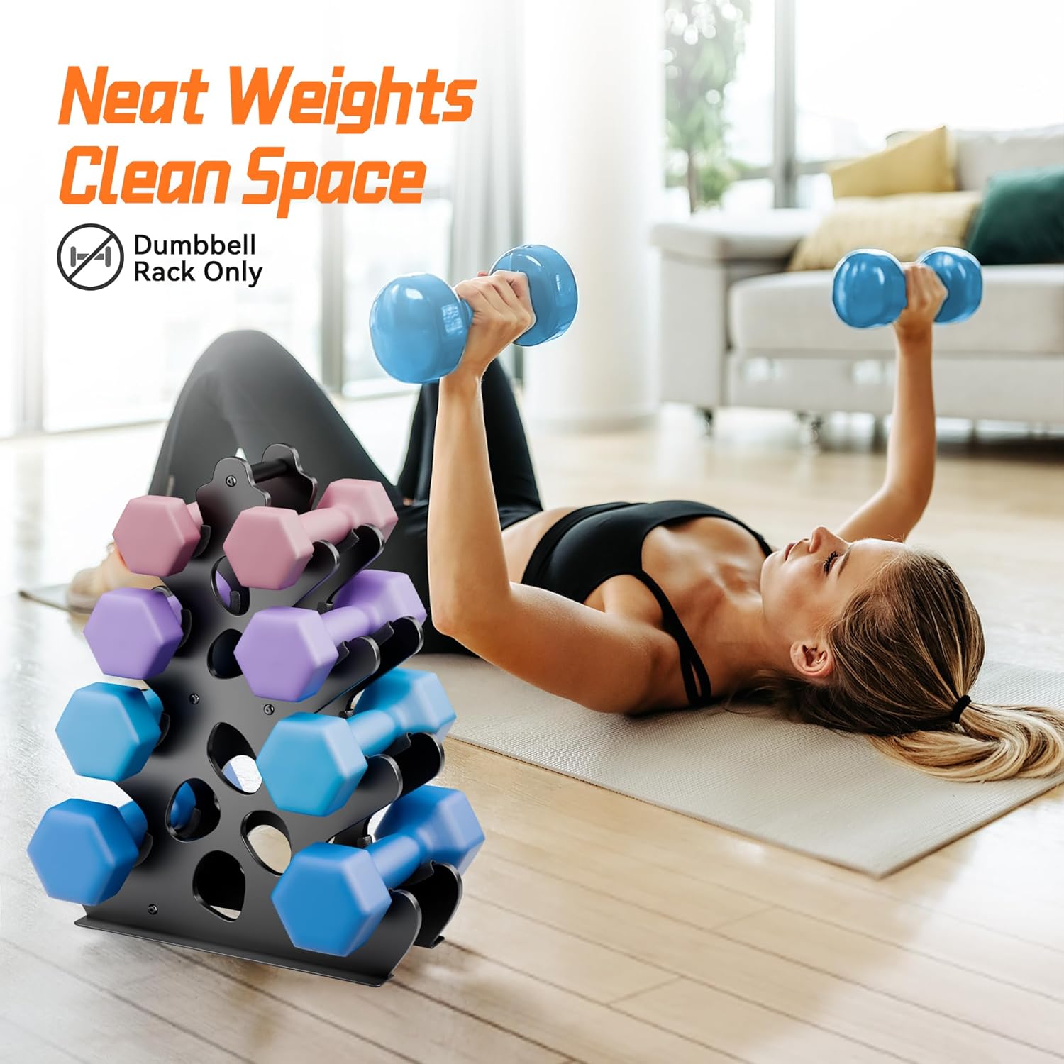4 Tier Dumbbell Rack, Weight Rack For Home Gym, Dumbbell Stand for Free Weights - Image 5