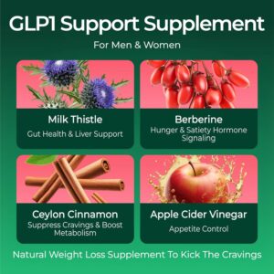 GLP-1 Support Supplement, Sugar-Free Berberine Complex Gummies with Ceylon Cinnamon, Milk Thistle, and ACV [AMPK Metabolic Activator] Berberine Supplement for Weight Loss & Appetite Support