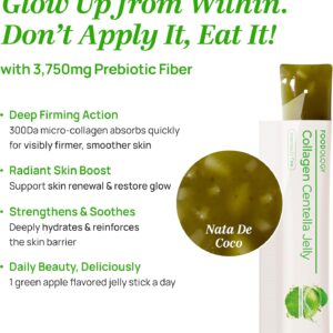FOODOLOGY Collagen Centella Jelly (Green Apple) – Collagen Peptide with PDRN – Biotin, Vitamin A & E for Skin Glow, Hair & Nails – Korean Beauty Supplement – 10 Sticks