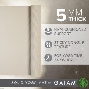 Gaiam Yoga Mat – Premium 5mm Solid Thick Non Slip Exercise & Fitness Mat for All Types of Yoga, Pilates & Floor Workouts (68″ x 24″ x 5mm)