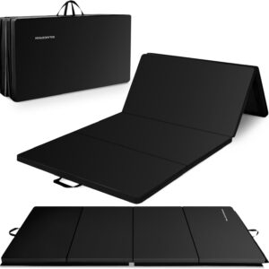BalanceFrom 10×4 Feet 4-Panel Folding Gymnastics Mat – 2-Inch Thick Pad with Vinyl Surface and Carrying Handles for Tumbling, Yoga, Pilates, Home Workouts, and Martial Arts