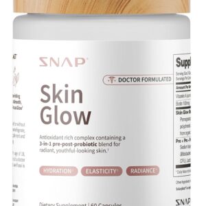 Snap Supplements Skin Glow – Gut & Skin Probiotics for Women & Men with Vitamin A, Biotin & Clinically Studied Spinach to Support a Radiant, Healthy-Looking Appearance, 60 Capsules (1 Month Supply)