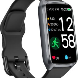 Amzhero Health Fitness Tracker with 24/7 Heart Rate, Blood Oxygen, Blood Pressure, Sleep Tracker, 5ATM Waterproof Activity Trackers with Step Tracker, Pedometer (S & L Bands Included)