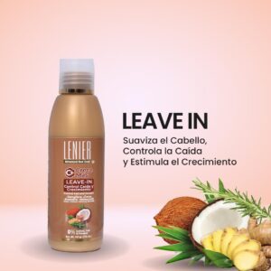 Lenier Crece Más Leave-In Conditioner – Promotes Hair Growth & Controls Fall | With Ginger, Coconut & Rosemary |Deep Conditioner Hydration | Sulfate-Free, Salt-Free & Paraben-Free | 10 oz