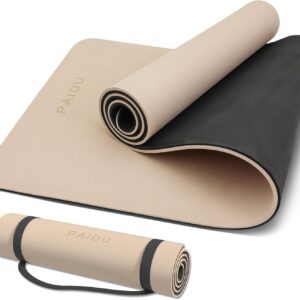 PAIDU Yoga Mat Non Slip Anti-tear,extra thick-2/5 inch（10MM）High Resiliency Professional POE Yoga Mats for Women Men Kids,72″x24″inch,Workout, Yoga, Pilates and Floor Exercise, with Carrier Strap