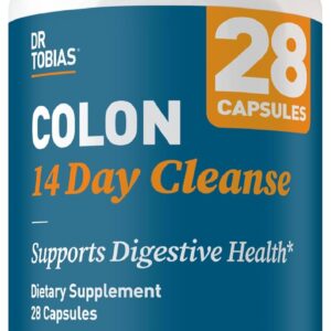 Dr. Tobias Colon Cleanse – Constipation Relief & Gut Health Support for Women & Men | 14 Day Colon Cleanser for a Gentle Colon Detox & Gut Flush – 28 Capsules (1-2 Daily)