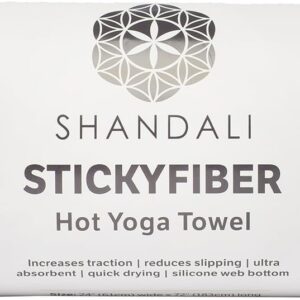 Shandali Hot Yoga Towel – Mat-Sized, Microfiber, Super Absorbent, Anti-Slip, Injury Free, 24″ x 72″ – Best Bikram Yoga Towel – Exercise, Fitness, Pilates Gear