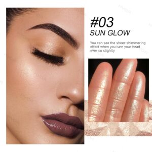 KYDA Face Highlighter Palette, High Glossy Face Illuminator Palette, Natural Glow Finish, Pearl Shimmer Smooth Baked Powder, Lasting Sparkling Champagne Highlighter Makeup-SUN GLOW
