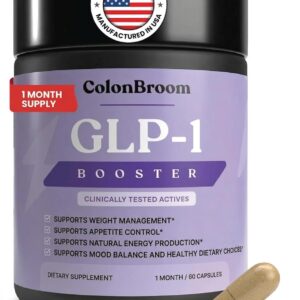 ColonBroom GLP-1 Weight Management Supplement for Women & Men – GLP1 Supports Appetite Control, Energy & Mood Balance – Vegan, Gluten-Free Diet Capsules | 60 Count