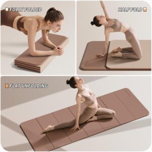 PAIDU Foldable Fitness Yoga Mat | 2/5″ (10MM) Extra Thick | SGS Certified Non-Slip TPE | 75×26″ Extra Long-Wide | Portable & Easy Store | for Yoga, Pilates, Home Gym & Full-Body Workouts