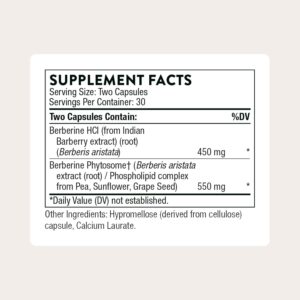 THORNE – Berberine – Dual Action Formula with Phytosome Plus Botanical Extract – Support Heart Health, Immune System, Healthy GI & Cholesterol* – Gluten-Free – 30 Servings