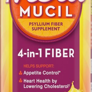 Metamucil 4-in-1 Psyllium Husk GLP-1 Friendly Fiber Supplement, Sugar-Free, 72 teaspoons, Orange Flavored, Daily Fiber Powder for Digestive Health, made with Plant-Based Psyllium Husk Fiber