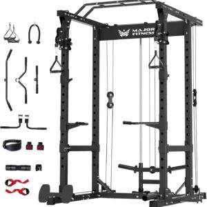 MAJOR FITNESS Drone1 Power Cage – Multi-Function Power Rack for Home Gym, Squat Rack, Cable Crossover System, for Strength Training