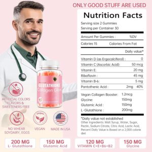Glutathione Collagen Glow Gummies for Women, Glutathione Collagen Glow Gummies for Dark Spot, 60/120Pcs Korean Organic Glow Beauty Collagen for Skin Care Anti-Aging (1)