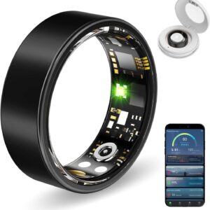 Smart Ring Health Tracker, Sleep&Exercise Monitor Heart Rate,Blood Oxygen,Fitness Trackers for Man&Women -Long Lasting Batteries,Waterproof Sleep Tracking Wearable (Black, 10)