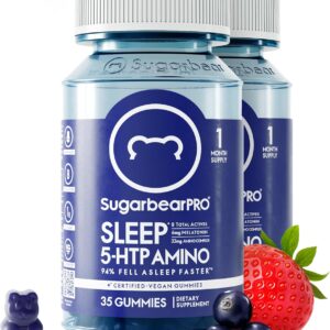 SugarBearPro Sleep Gummy 2 Month Supply, Extra Strength Melatonin 6mg, for Men & Women, Vegan Vitamin B6, L-Theanine, 5 HTP, Valerian, Sleep Aid for Adults & Teens, Certified Kosher