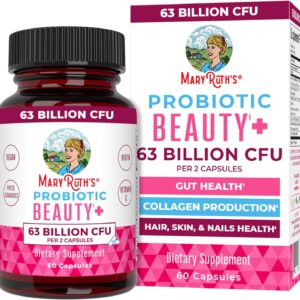 MaryRuth Organics Probiotic Beauty Capsules | Vegan Collagen Support | Anti Aging | Gut Health | Hair Skin and Nails Vitamins | Skin Care | Biotin | Non-GMO Project Verified | 60 Count