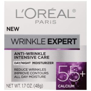 L’Oreal Paris Wrinkle Expert 55+ Anti-Aging Face Moisturizer with Calcium, Non-Greasy, Suitable for Sensitive Skin 1.7 fl. oz
