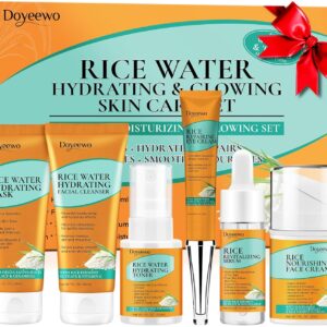 Skin Care Set,Women Teen Milk Skincare Rice Water Hydrate Glow Repair Anti-Aging Facial Routine Kit Gift Set for Women Mom Wife Teenager Girl Birthday Gifts Trendy Stuff Mothers Day Christmas Gifts
