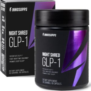 InnoSupps Night Shred GLP-1 Supplement Weight Loss – Night Time Fat Burner – Appetite Suppressant, Sleep & Metabolism Support with Ashwagandha, Akkermansia, Melatonin, GABA – 60 Capsules, 30 Servings