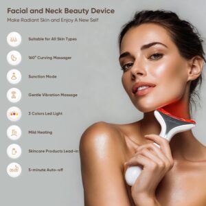 3-in-1 for Aurora Red Light for Face & Neck Beauty Massager, with Suction, Vibration, Heat, 3 Light Therapies for Skin Glow, Face Lift, Neck Firm, Black