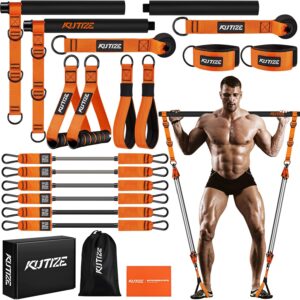 KUTIZE Pilates Bar Kit with Resistance Bands, Heavy Duty Pilates Equipment for Men, Training Bands with Handles for Legs, Hip, Back, Arm, Abs, Chest, Shoulders, Portable Home Gym Workout Equipment