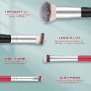 Makeup Brushes Dual-ended Foundation Brush – START MAKERS 2-in-1 Concealer Brush Face Eyebrow Eyeshadow Brush for Liquid, Powder, Buffing, Blending, Contouring Foundation Make Up Brushes(2Pcs)