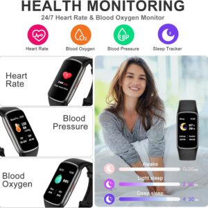 Fitness Tracker, Activity Tracker with 24/7 Heart Rate Blood Oxygen Sleep Monitor, 123 Sports Modes Step Counter, 1.47” HD Screen Fitness Watch, Smart Watches Pedometer for Women Men Android/iOS