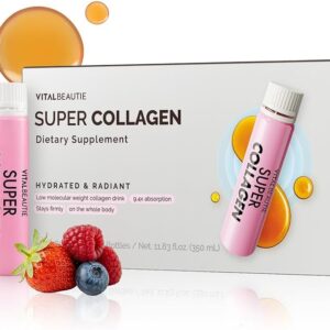 VITALBEAUTIE Super Collagen Drink – 3,500mg Low‑Molecular Fish Collagen (5 Types) – K‑Beauty Liquid Beauty Ampoules, Mixed Berry Flavor (Naturally & Artificially Flavored) – 14 x 25 mL